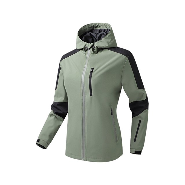 Veste Imperméable 2023 avec Capuche pour Femmes Mode Confortable Décontractée Veste à Blocs de Couleur Interchangeables Poche à Cordon Manches Longues à Capuche Vestes Décontractées Coupe-Vent Ajustable
