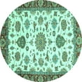 thumbnail image 1 of Ahgly Company Indoor Round Oriental Turquoise Blue Traditional Area Rugs, 4' Round, 1 of 4