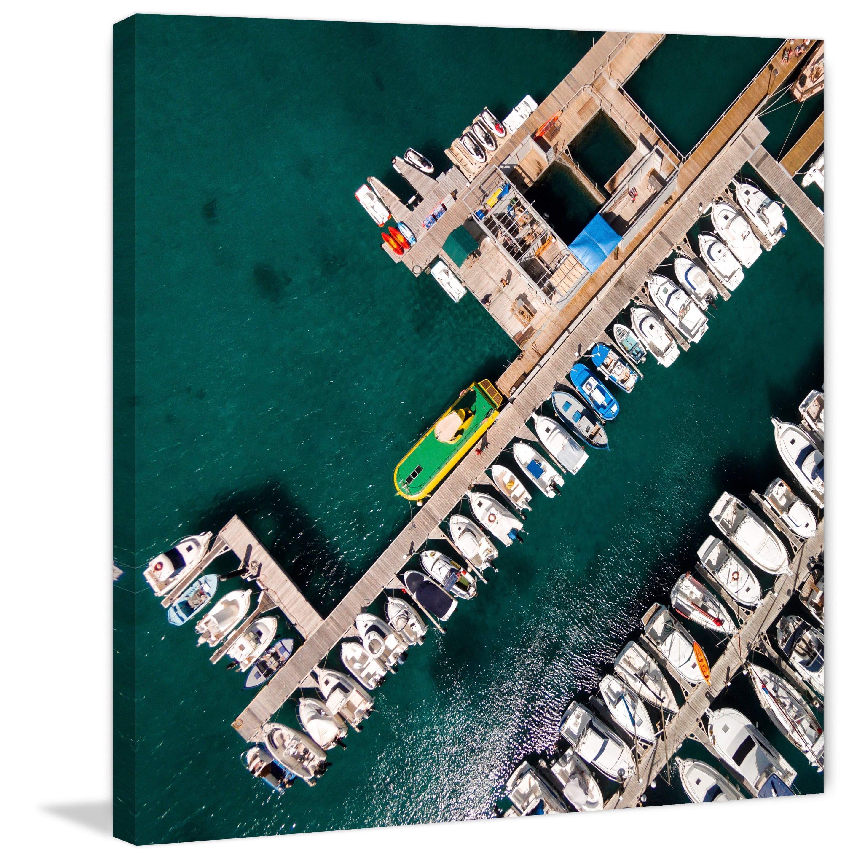 Marmont Hill "Neatly Docked Boats" by Karolis Janulis Painting Print on Wrapped Canvas