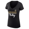 thumbnail image 2 of Women's G-III 4Her by Carl Banks Black Vegas Golden Knights Super-Slim Fit Lightweight Graphic V-Neck T-Shirt, 2 of 3