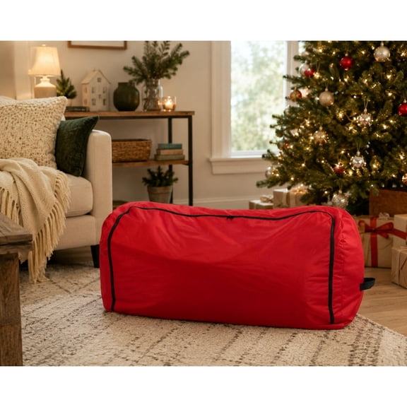 Northlight 57" Red Artificial Christmas Tree Rolling Storage Bag For Trees Up to 9ft