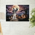 thumbnail image 2 of Spooky Halloween Night Witch Saint Bernard Glowing Pumpkins Horizontal Matte Canvas Poster St Dog Lover Wall Art Home Decor - 12015, 2 of 5