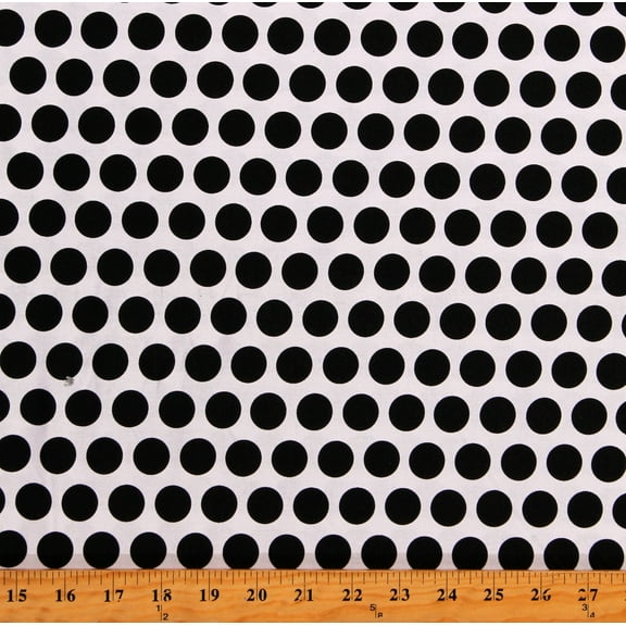 Cotton Black Polka Dots on White Mystique Circles Patterned Cotton Fabric Print by the Yard (C3084-WHITE)