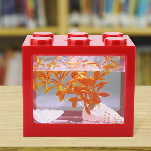 Mini pecera NikouMX Mini acuario decorativo USB plástico 12*8*10,5 cm