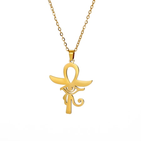 EUEAVAN Gold Eye of Horus Egyptian Cross Pendant Necklace Stainless Steel Jewelry