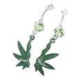 thumbnail image 1 of Flmtop 1 Pair Rhinestone Button Maple Leaf Buds Dangle Navel Belly Rings Xmas Gifts, 1 of 5