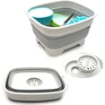 thumbnail image 1 of 2 in 1 Collapsible Dish Basin with Drain Plug, Space Saving Outdoor Multiuse Foldable Sink Tub Dishpan Drain Kitchen Storage Tray for Camping Wash Cleaning Tool, RV Colander Versatile Strainer, 1 of 8