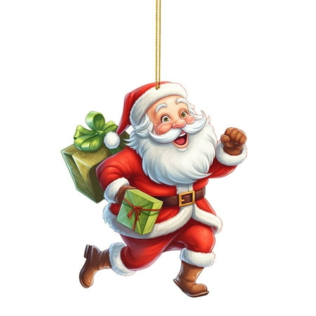 

Cute Santa Decorative Pendant Indoor Decorative Pendant Christmas Fireplace Decorating Winter Candle Rings for Chandelier Beaded Garland Wreath Stained Glass Panels 17 1/4 X24 Christmas