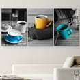 thumbnail image 2 of wall26 3 Panel Canvas Wall Art - Partial Color Cups on Black and White Table - Giclee Print Gallery Wrap Modern Home Art Ready to Hang - 16"x24" x 3 Panels, 2 of 5