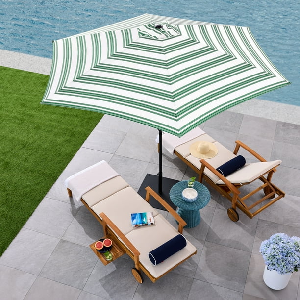 Best Choice Products 10ft Outdoor Steel Market Patio Umbrella w Crank Tilt Push Button 6 Ribs Striped Green Walmart Business Supplies