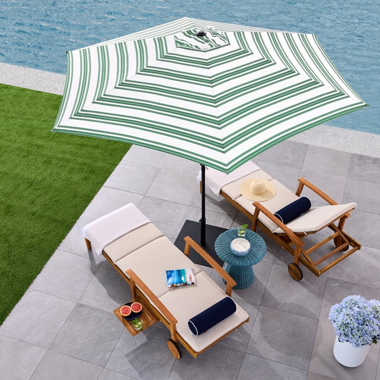 blue and green striped patio umbrella Best Choice Products 10ft Outdoor Steel Market Patio Umbrella w/ Crank,  Tilt Push Button, 6 Ribs