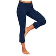 thumbnail image 5 of BLVB Women Fold over Capri Pants Low Rise Workout Yoga Leggings Stretch Soft Lounge Cropped Capris with Pockets, 5 of 7