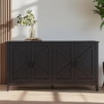 thumbnail image 2 of GZXS 4-Door Sideboard Cabinet with Adjustable Shelves, Freestanding Modern Farmhouse Storage Buffet Cupboard for Living Room, Entryway, Bedroom, Office (Black), 2 of 7