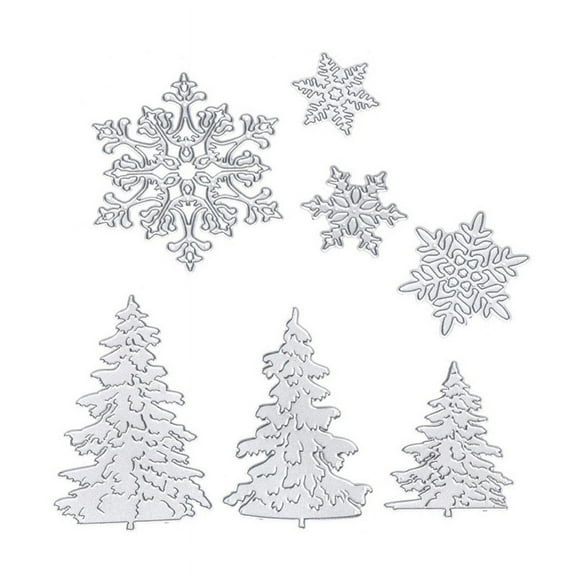 7 Pieces Snowflake-Die-Cut Christmas Tree DIY Metal Cutting Dies Embossing-Decor