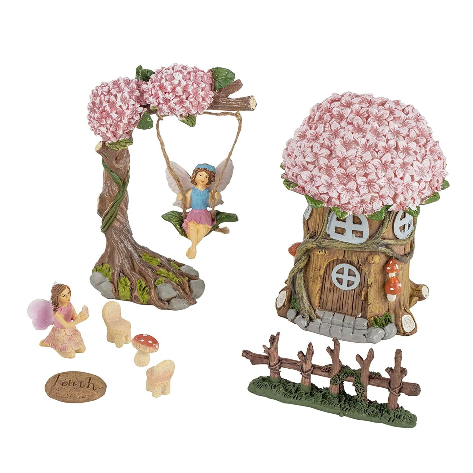 Fairy Garden Kit 8Piece Miniature Tree House and Fairy Figurines