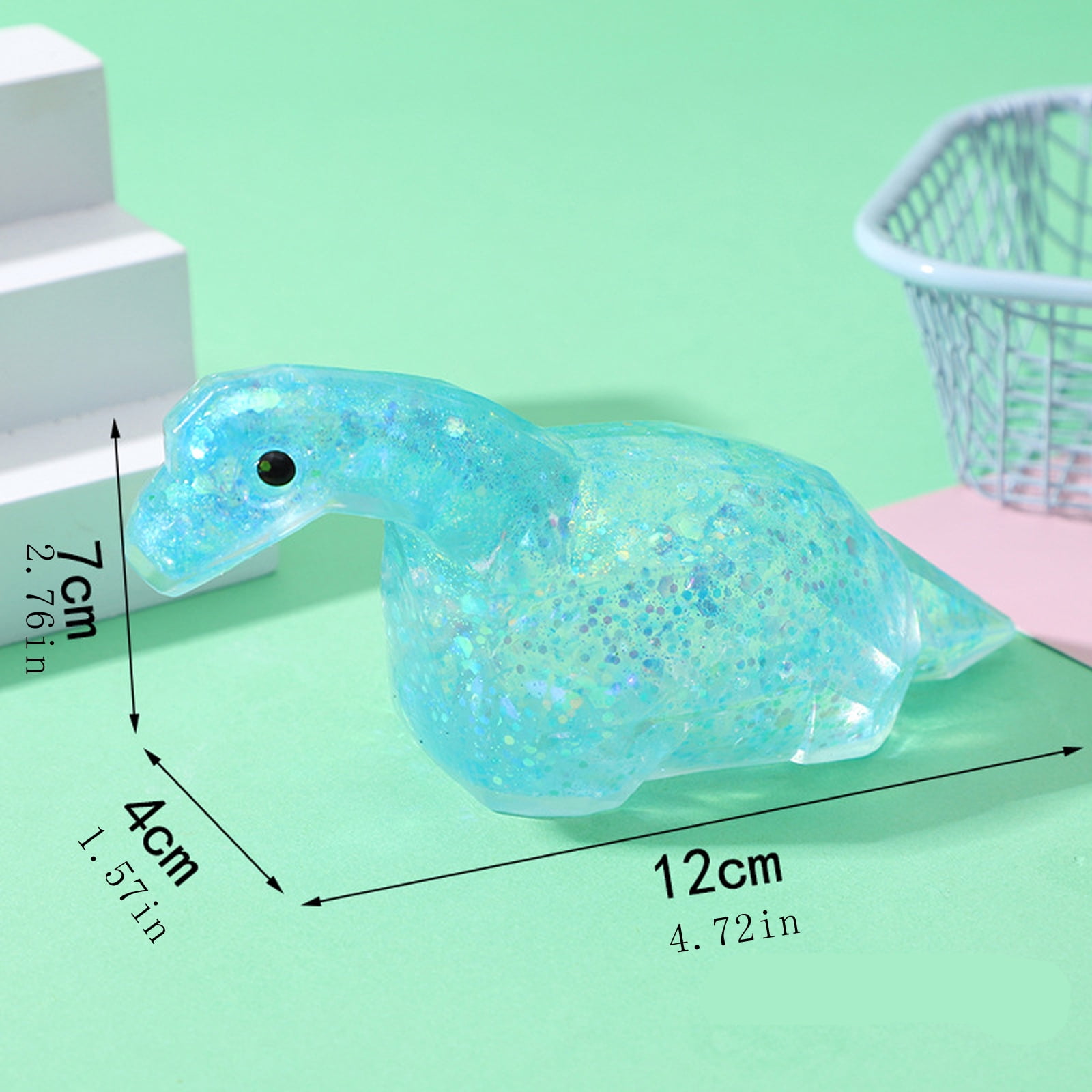 Sugar Diamond Dinosaur Squishy Toys for Stress Relief, Sparkle Slow Rising Dino Fidget for Desk Decor and Gift, Soft Squeeze