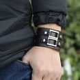thumbnail image 3 of Pulseras Punk Con Puños, Pulsera Punk De Cuero PU, Hebilla De aleación Elegante Universal, 2 Piezas Para Hombres, 3 of 7