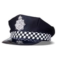 thumbnail image 1 of Sombrero de oficial de policía a cuadros en blanco y negro para adultos, 1 of 1