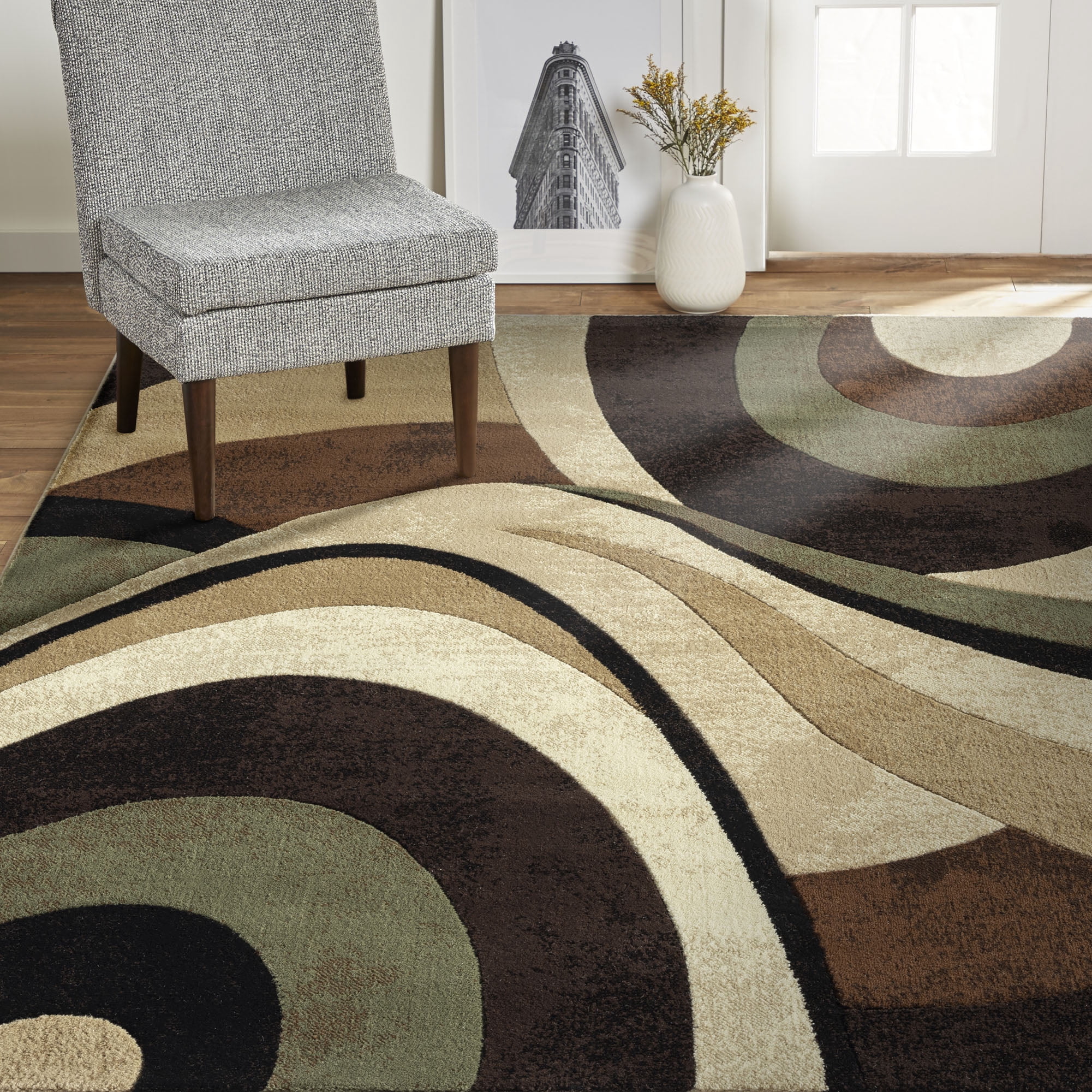 Home Dynamix Tribeca Slade Contemporary Abstract Area Rug, Brown/Green, 39"x55"
