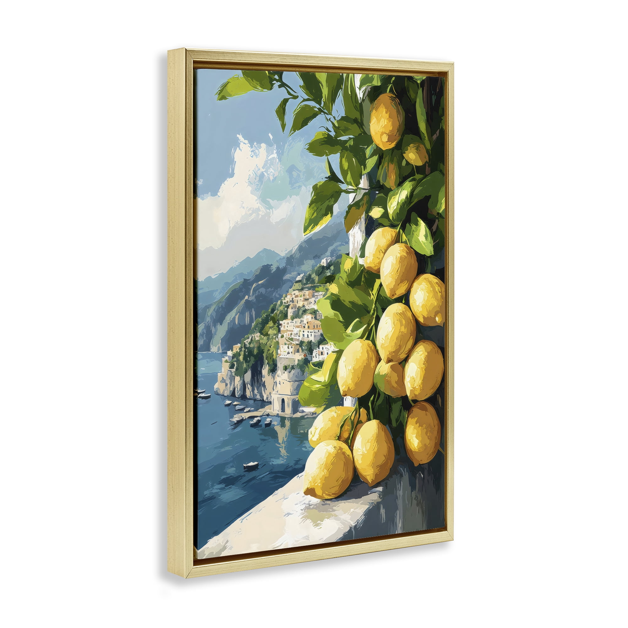 Stupell Industries Lemon Terrace Amalfi View Gold Framed Floater Canvas Wall Art, design by Creative Studio