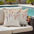thumbnail image 5 of Spring Floral Pillow Covers 2 Pack Watercolor Leaf Retro Red Yellow Flowers Farmhouse Pillowcase Waterproof Outdoor Throw Pillow Cover for Patio Garden Square Cushion 26”x26”, 5 of 9