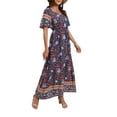 thumbnail image 3 of Enjiwell Women's Holiday Maxi Sundress Floral Print Short Sleeve Bohemian T-Shirt Dress, 3 of 3