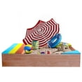 thumbnail image 4 of Kids Wooden Sandbox for 1-3 Year Olds | 47.25" Outdoor Sand Box with Storage & Fabric Bottom | Backyard Sandpit Play Equipment, 4 of 6