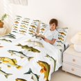 thumbnail image 3 of Castle Fairy Classic Illustrated Trout Bass Bed Sheets 4-Piece,Fishing Wildlife Grid Pattern Full Size Sheets,Khaki Tan,1 Fitted Sheet,1 Flat Sheet and 2 Pillowcases, 3 of 6