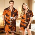 thumbnail image 2 of JULMCOMO Halloween Matching Pajamas for Couples Pumpkin Devil Print Short Sleeve Soft Party Two Piece Sets Loose Fit Holiday Lounge Sets Orange-Men M, 2 of 6