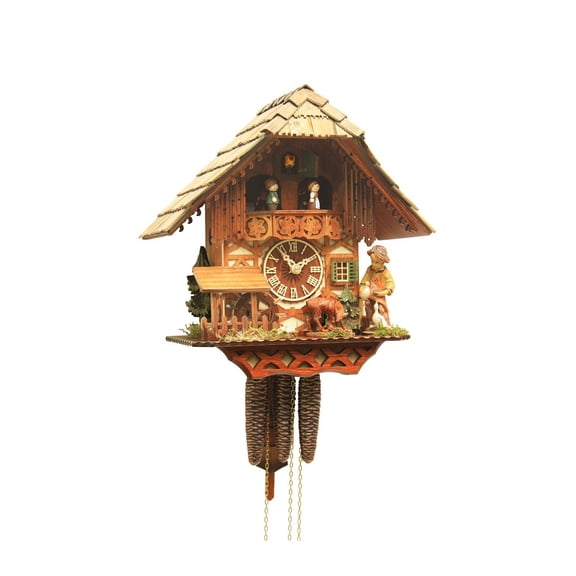 Cuckoo Clock Black forest house, turning mill-wheel
