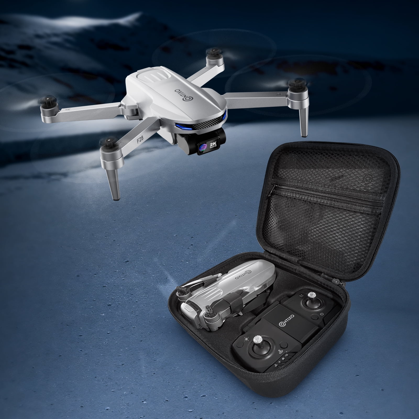 Contixo F28 GPS Drones for Adults with Camera, Foldable RC Drone with 2K Full HD Camera and 26-Min Flight, Gray