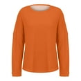 thumbnail image 4 of Holzkary Long Sleeve Tops for Women Fall Fashion Outfits 2025 Crewneck Knit Basic Tee Shirts Business Casual Tops New Round Neck Loose T Shirts Comfortable Commute Fashion Lady T Shirt Orange Xxl, 4 of 5