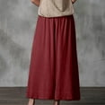 thumbnail image 4 of Women's Wide Leg Pants Casual Cotton Linen Elastic Waist Solid Loose Lounge Pants with Pockets Fashion Yoga Sport Swing Palazzo Trousers(XXL,Wine), 4 of 5