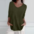 thumbnail image 2 of Women's Spring Casual 3/4 Sleeve V Neck Loose Knit Sweater Top - Solid Color Pullover - M-XXL, 2 of 5