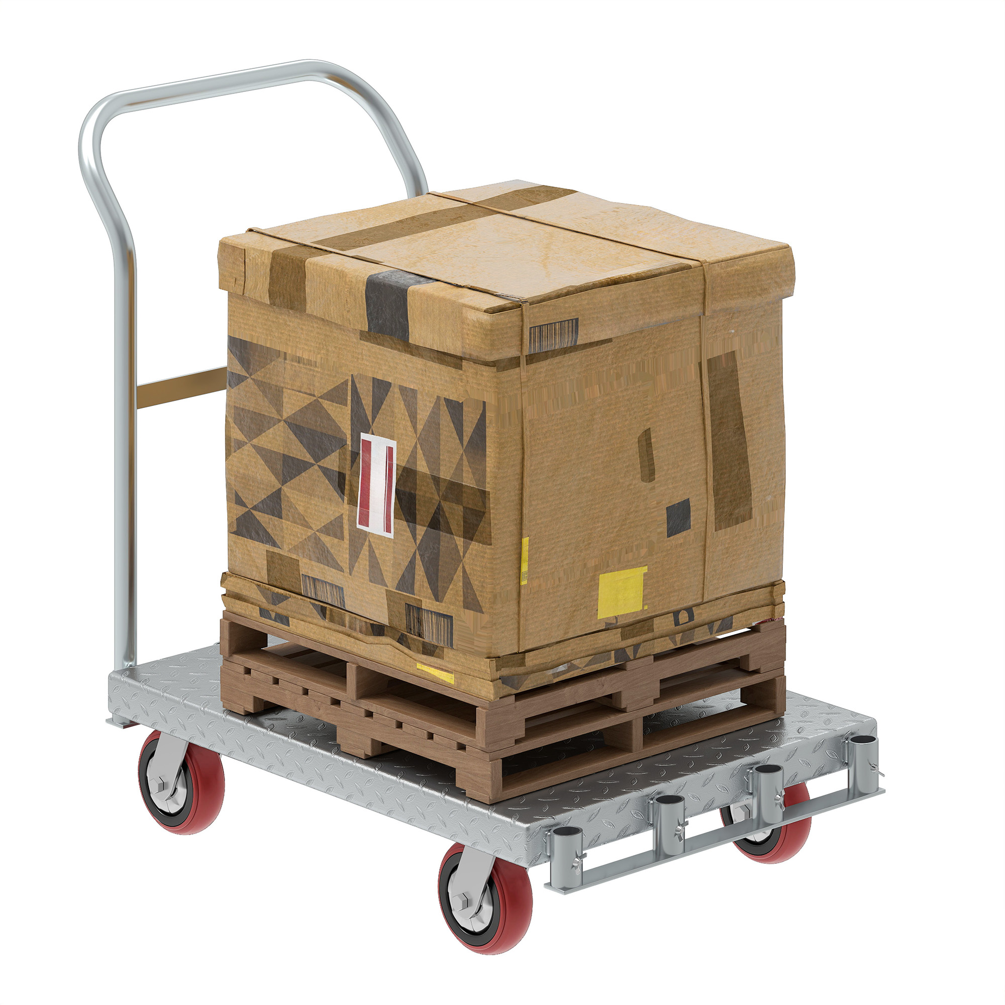 Uforic 2-in-1 Heavy-Duty Platform Truck, 2200 lbs Capacity, Steel Panel with 4 Side Rails and 5" Rubber Swivel Wheels