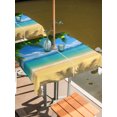 thumbnail image 6 of Outdoor Tablecloth with Umbrella Hole, Ocean Beach Spillproof Waterproof Outdoor Table Cover, Blue Sea Shoreline Coconut Coastal Palm Tree Patio Tablecloths for Party/Garden/Picnic, Square 54"x54", 6 of 9