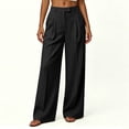 thumbnail image 2 of ZHYou No Boundarie Dress Pants for Women Oversized High Waisted Pull On Pleated Flowy Baggy Classic Office Work Pants,Black,Size L, 2 of 7