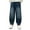 D-Blue, variant on Teen Casual Straight Wide Leg Cargo Jeans Ribbed Elastic Waist Cotton Pants for Kids for Men Women Y2k Skater Vintage Plain Pants,B-Black 120