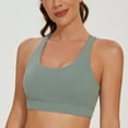 thumbnail image 4 of AGONVIN Strappy Sexy Cutout Lace-Up Back Sports Bra with Removable Cups for Women Matcha Green XXL, 4 of 7