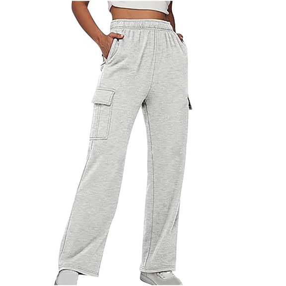 AGWOLF Cargo Sweatpants for Women Y2K High Waist Wide Leg Jogger Pants Hip Hop Baggy Streetwear Trousers with Muti-Pockets