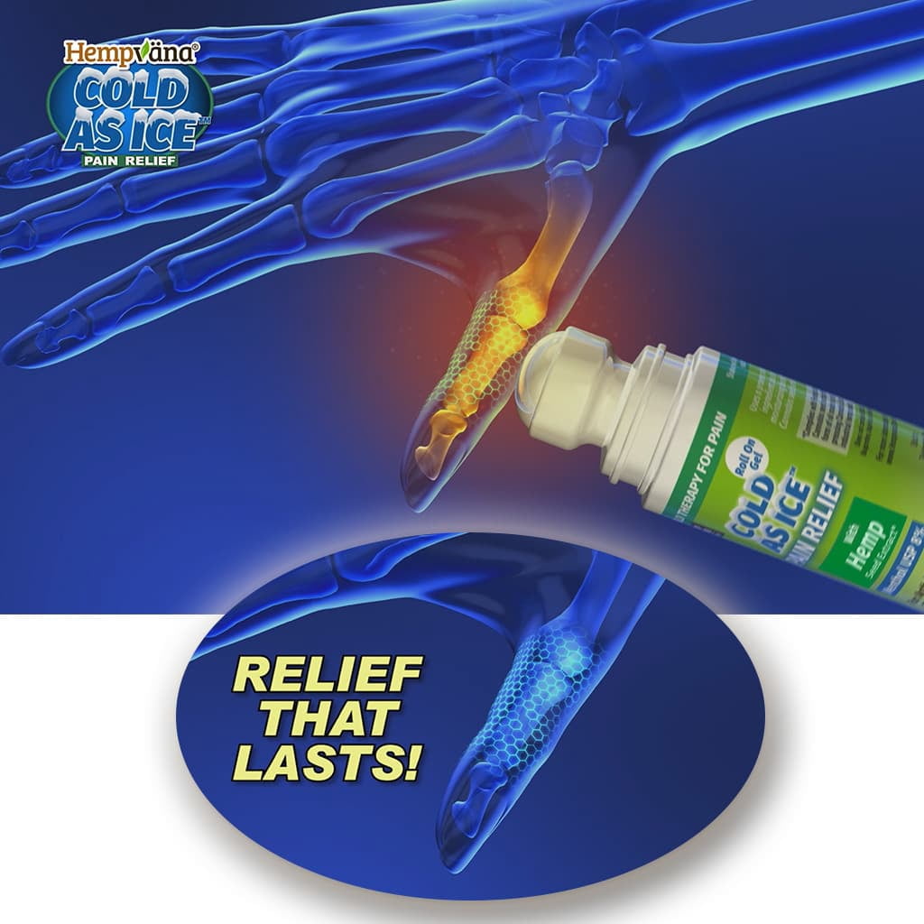 Hempvana Cold As Ice Cold Therapy, Convenient Relief Roll On Gel with Menthol USP 8%