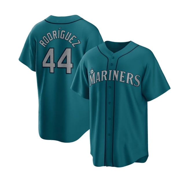 Chandail de Baseball pour Hommes Seattle Mariners RODRIGUEZ 44# HERNANDEZ 34# LEWIS 1# Réplique pour Adulte avec Nom de Joueur Chandail Bleu Marine