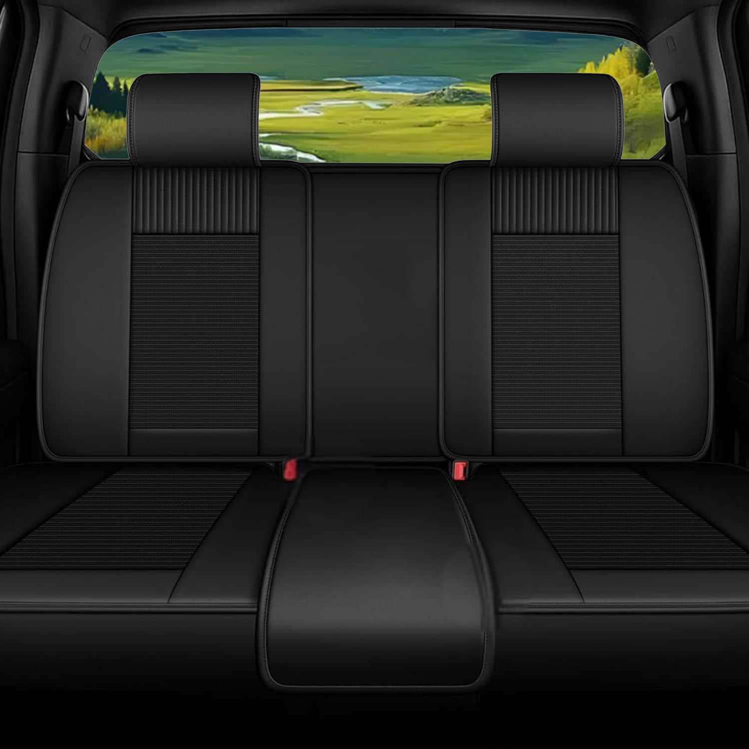 Full Set Seat Covers Fit for Toyota Highlander 2008-2024, Faux Leather Car Seat Covers, Waterproof & Airbag-Compatible Seat Cushion Automotive Seat Protectors(5 Seats, Black)