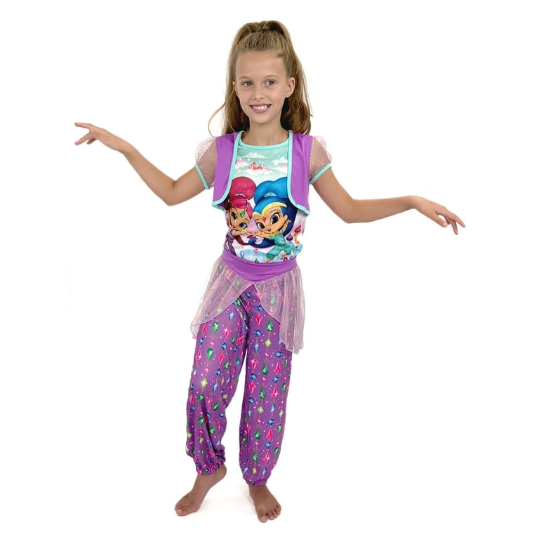 nickelodeon girls little shimmer and shine 2 piece fantasy pajama set violet 6
