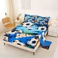 thumbnail image 2 of Castle Fairy Vibrant Soccer Bed Sheets 4-Piece, Sport Theme Full Size Sheets, Blue Orange,1 Fitted Sheet, 1 Flat Sheet and 2 Pillowcases, 2 of 6