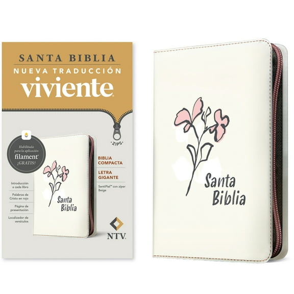 Biblia Compacta Ntv, Letra Gigante de ZÃ­per Con Filament (Sentipiel, Beige, Letra Roja), (Hardcover)