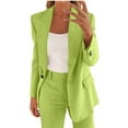 thumbnail image 5 of Roncen Women's Solid Color Suit Set - Long Sleeve Cardigan Blazer with Button Front & Pocket Trousers Two-Piece Formal Office Attire, 5 of 8