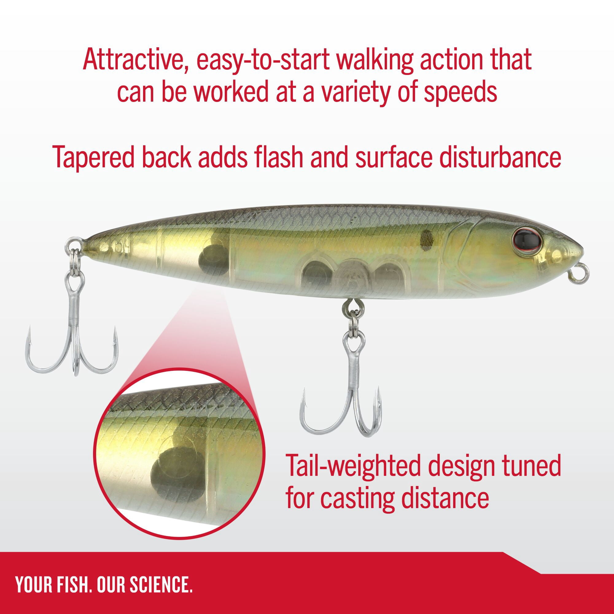 Berkley J-Walker 90 Saltwater, 3.5 in, Topwater Baits, Mullet (1 Count)