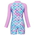 thumbnail image 6 of Jurebecia Girls Swimsuit Kids One Piece Swimsuit Long Sleeve UV Sun Protection Mermaid Scales Printed Zipper Front Swimming Wetsuit Athletic Romper 5-6 Years, 6 of 9