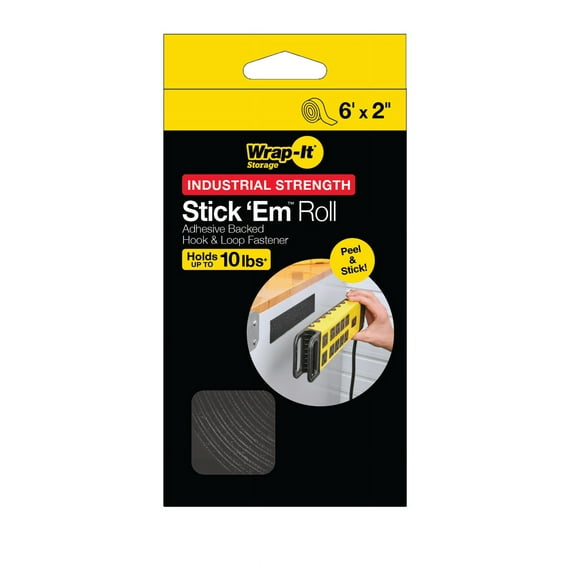 Stick 'Em Industrial Strength 6x2 Adhesive Hook and Loop Fastener Roll
